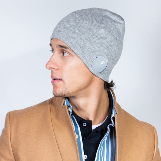 Bluetooth Beanie Slim Ribbed Ash Grey - Blu-Toque