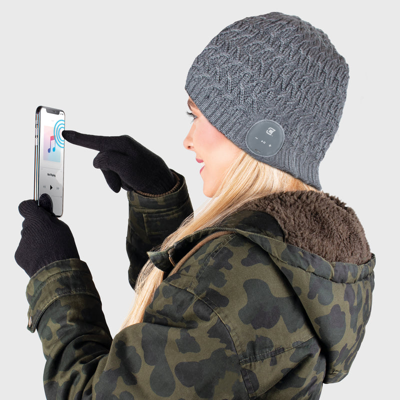 Blu Toque Beanie & Touch Screen Gloves - Cable Knit Grey Combo Kit