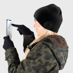 Blu Toque Wide Ribbed & Touch Screen Gloves - Black Combo Kit