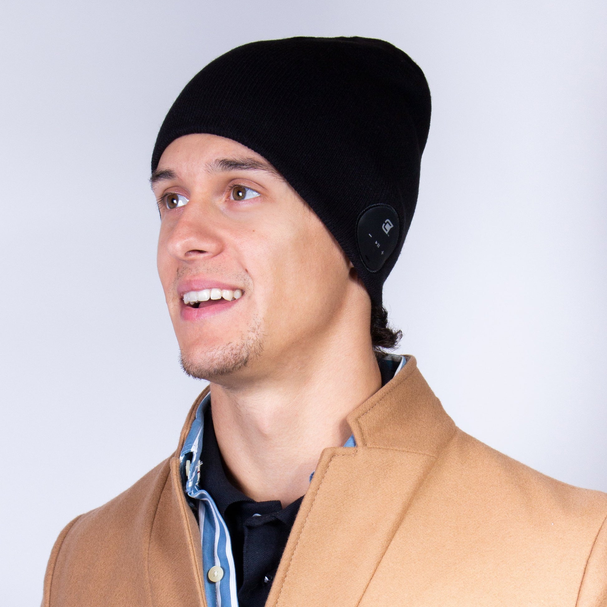 Bluetooth Beanie Slim Ribbed Charcoal Black - Blu-Toque