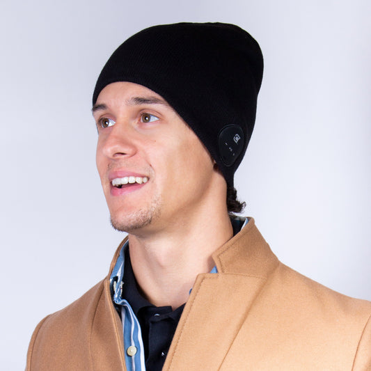 Bluetooth Beanie Slim Ribbed Charcoal Black - Blu-Toque
