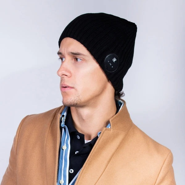 Blu Toque Bluetooth Beanie Wide Ribbed - Charcoal Black