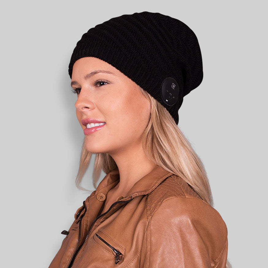 Blu Toque Bluetooth Beanie Slouchy Fit - Black
