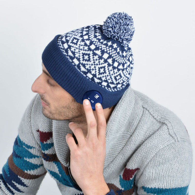 Blu Toque Bluetooth Beanie - Navy with Snow Pattern