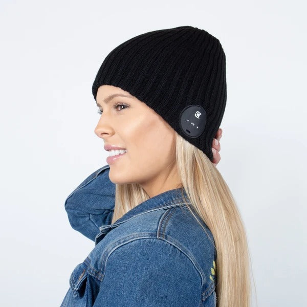 Blu Toque Bluetooth Beanie Wide Ribbed - Charcoal Black
