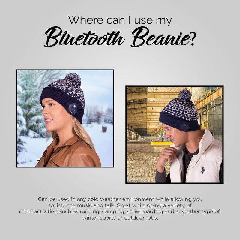 Blu Toque Bluetooth Beanie - Navy with Snow Pattern